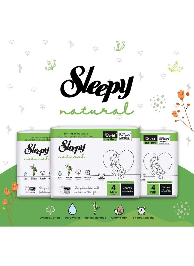 Natural Size 4, Newborn, 150 Count, 7-14Kg Hypoallergenic Baby Dry Diapers, Organic Cotton, Highly Absorbent, Bamboo Extract, Ultimate Comfort And Dryness, 100% Leakage Protection