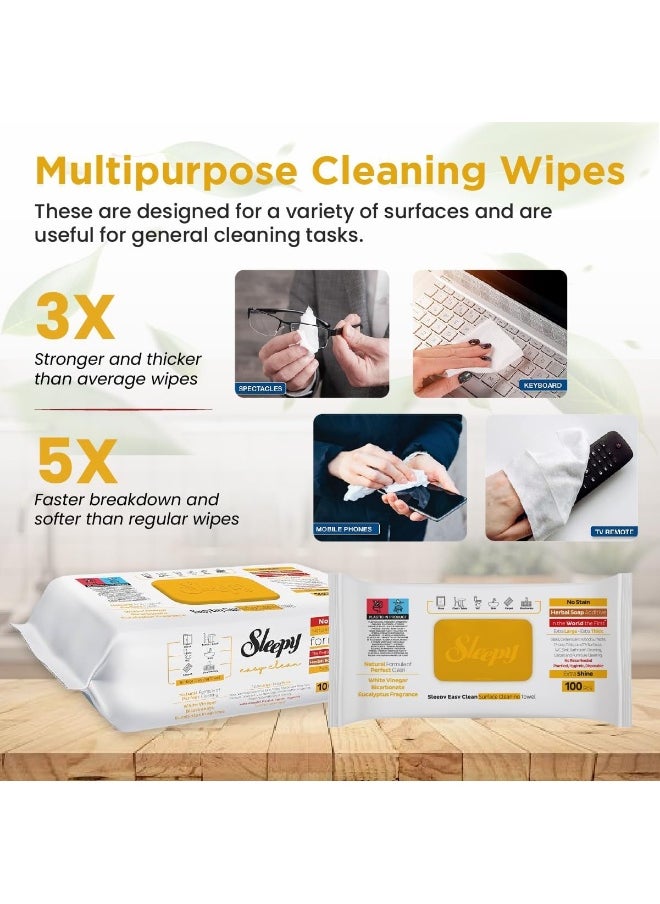 Easy Clean Multi-Surface Cleaning Wipes And Mop Towel, Herbal Soap, Clove And Cinnamon Additive, 250 Wipes