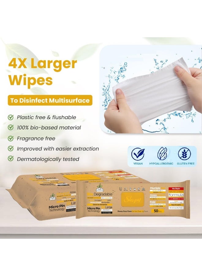 Easy Clean Multi-Surface Cleaning Wipes And Mop Towel, Herbal Soap, Clove And Cinnamon Additive, 250 Wipes