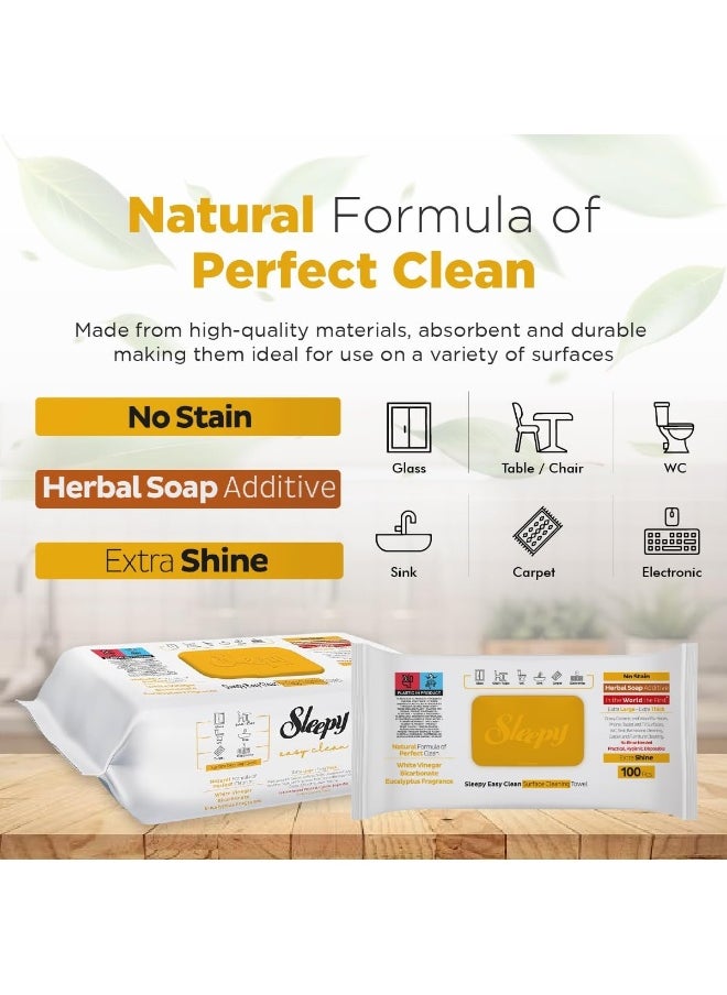 Easy Clean Multi-Surface Cleaning Wipes And Mop Towel, Herbal Soap, Clove And Cinnamon Additive, 250 Wipes