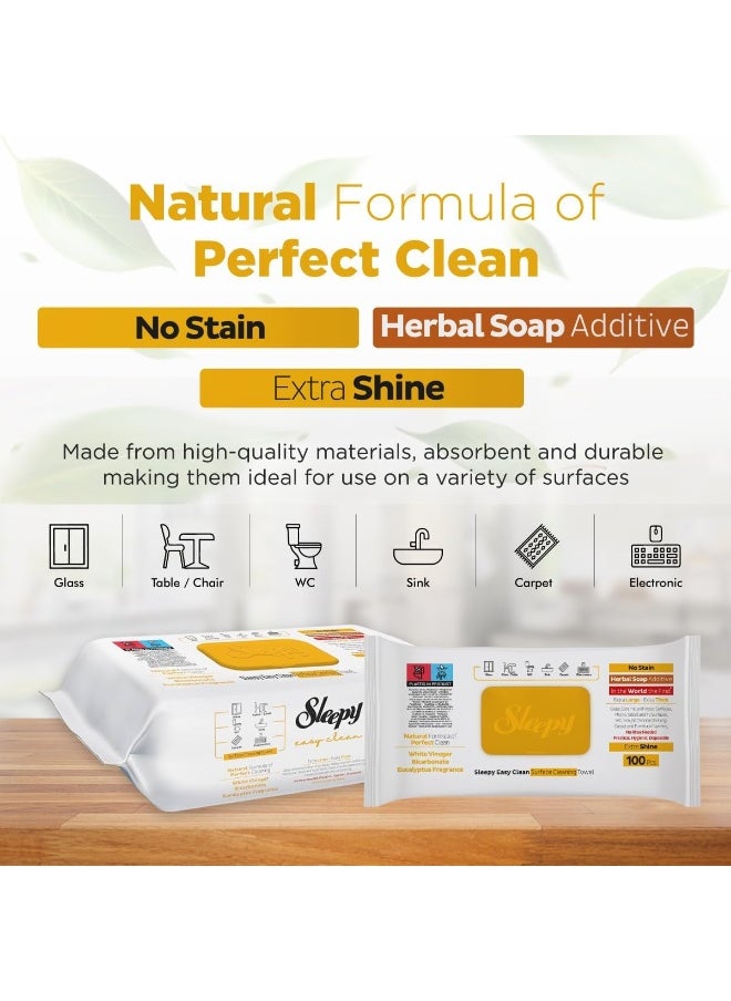 Easy Clean Multi-Surface Cleaning Wipes And Mop Towel, Herbal Soap, Sea Salt And Seaweed Additive, 250 Wipes