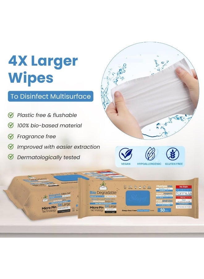 Easy Clean Multi-Surface Cleaning Wipes And Mop Towel, Herbal Soap, Sea Salt And Seaweed Additive, 250 Wipes