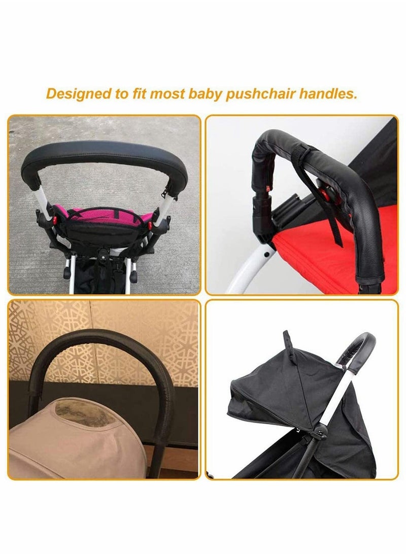 Baby Stroller Handle Protector, PU Leather Protective Cover Universal Stroller Handle Cover with Zipped Closure, Waterproof, Anti-Dirty, Anti-wear, Anti-Breakage