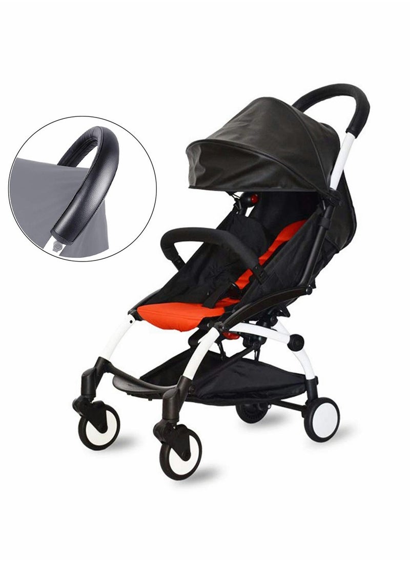 Baby Stroller Handle Protector, PU Leather Protective Cover Universal Stroller Handle Cover with Zipped Closure, Waterproof, Anti-Dirty, Anti-wear, Anti-Breakage