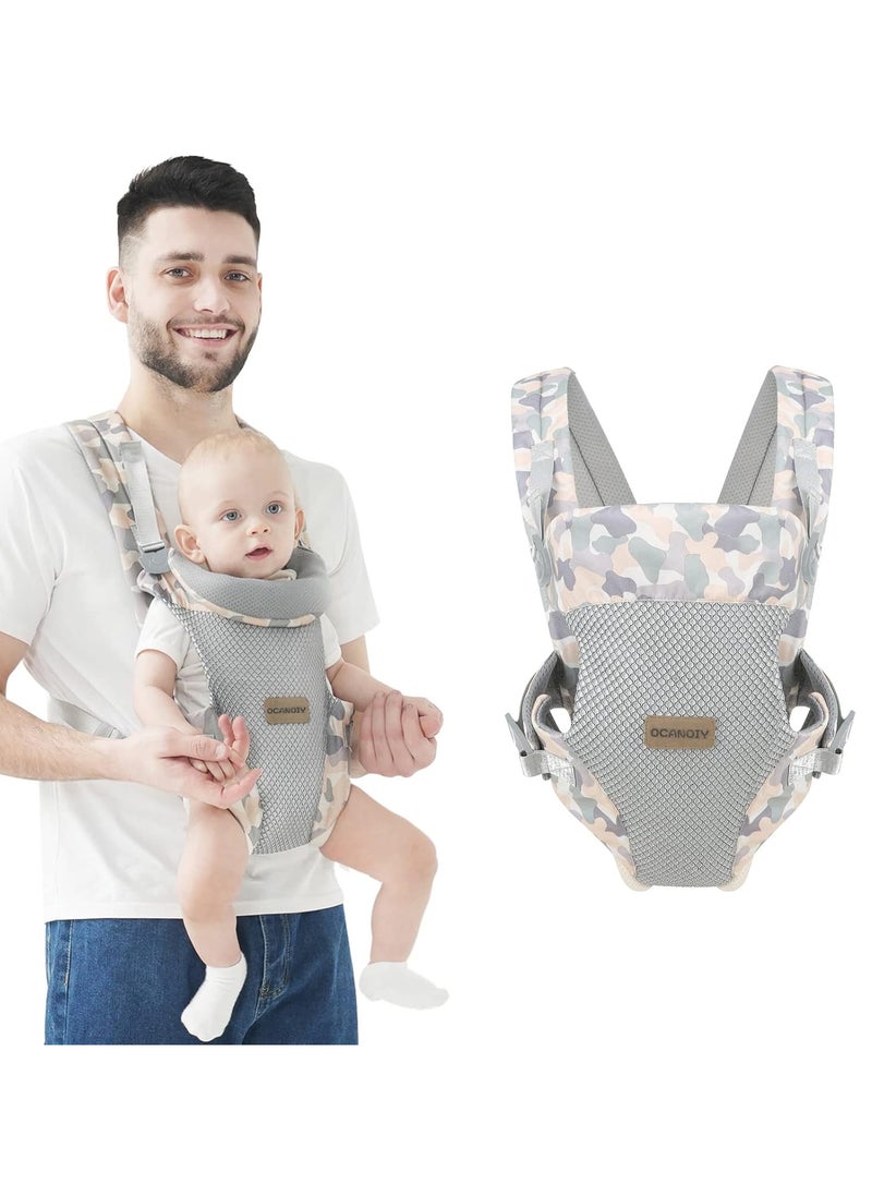 Baby Carrier Wrap, Ergonomic Front Carrier for Baby Infant Carrier All Carry Position Front and Back Face-in Face-Out Holder Baby Kangaroo Carrier for Toddler (Camouflage)