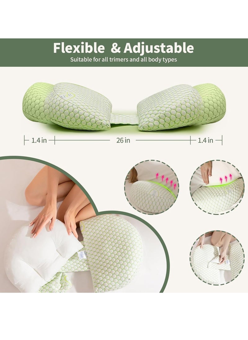 Pregnancy Pillows for Sleeping,Maternity Pillow for Pregnant Women with Removable Pillow Cover,Soft Body Pillow,Adjustable Double Wedge Pillow Support for Back Pain Legs Belly Waist Hip