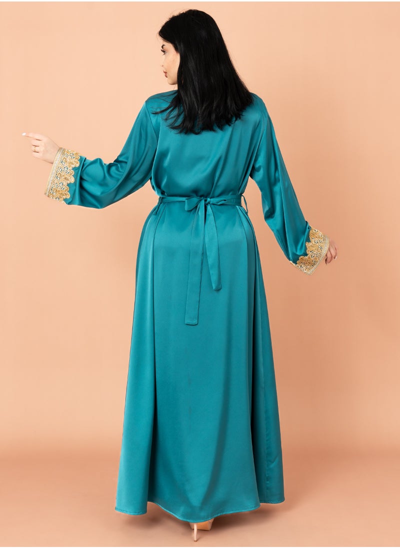 Belted Elegant 2-Piece Kaftan IK2020 Blue