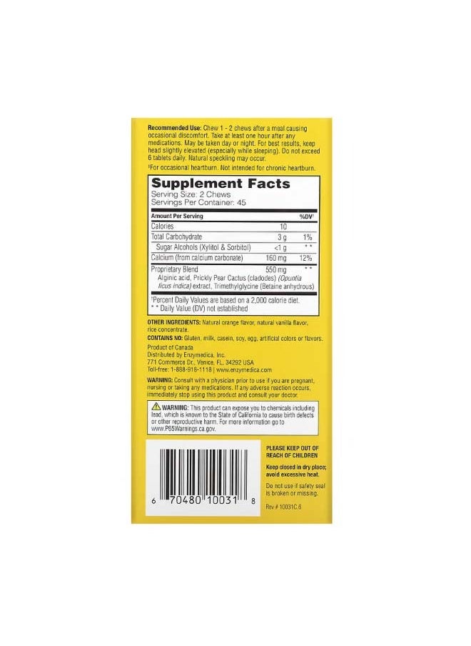 Heartburn Soothe Vanilla Orange 90 Chews