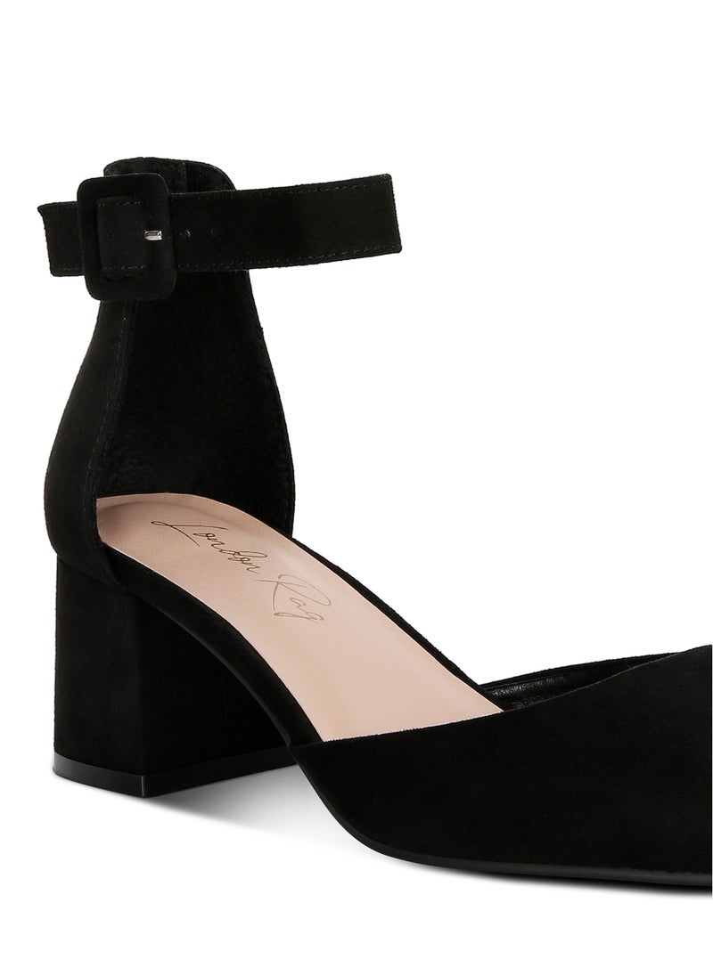 Mid Heeled Casual Sandals in Black