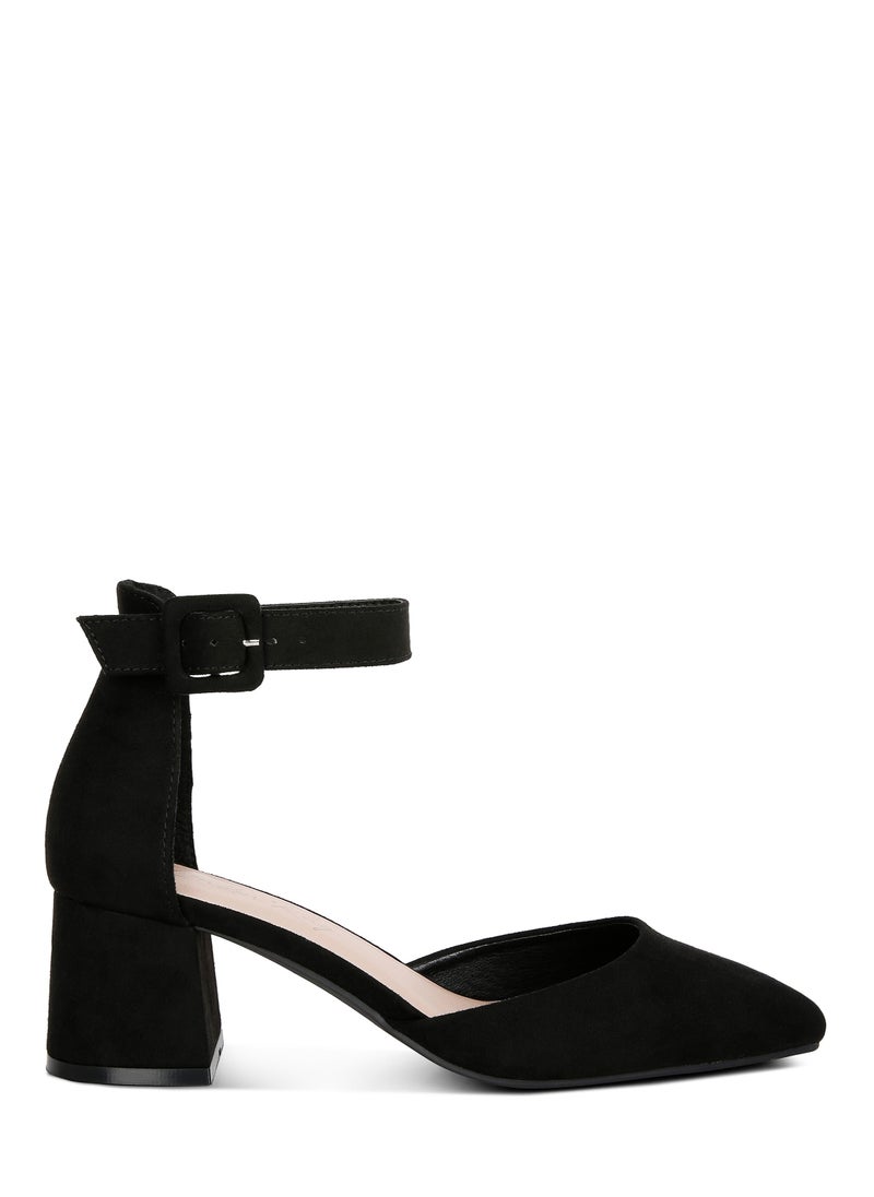 Mid Heeled Casual Sandals in Black