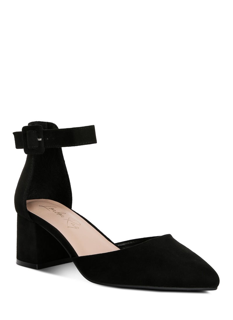 Mid Heeled Casual Sandals in Black