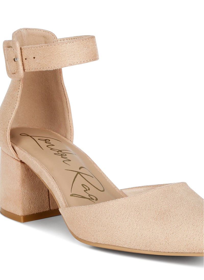 Mid Heeled Casual Sandals in Beige