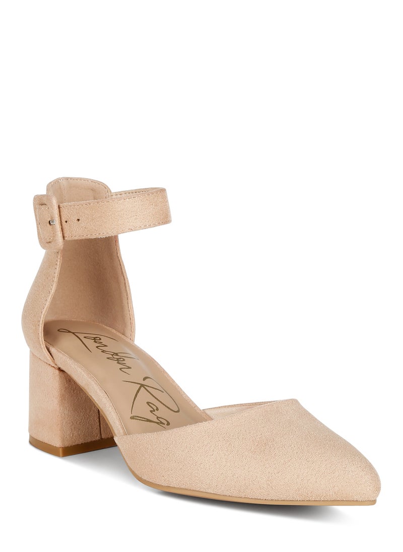 Mid Heeled Casual Sandals in Beige