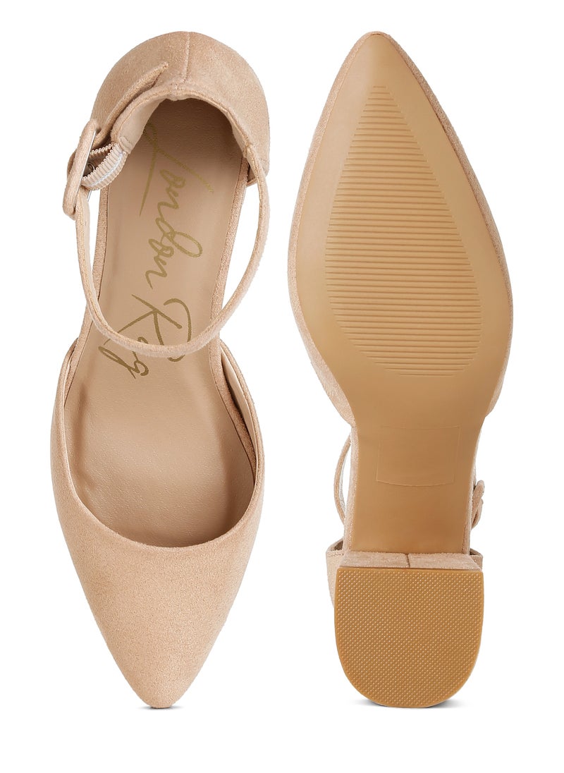 Mid Heeled Casual Sandals in Beige
