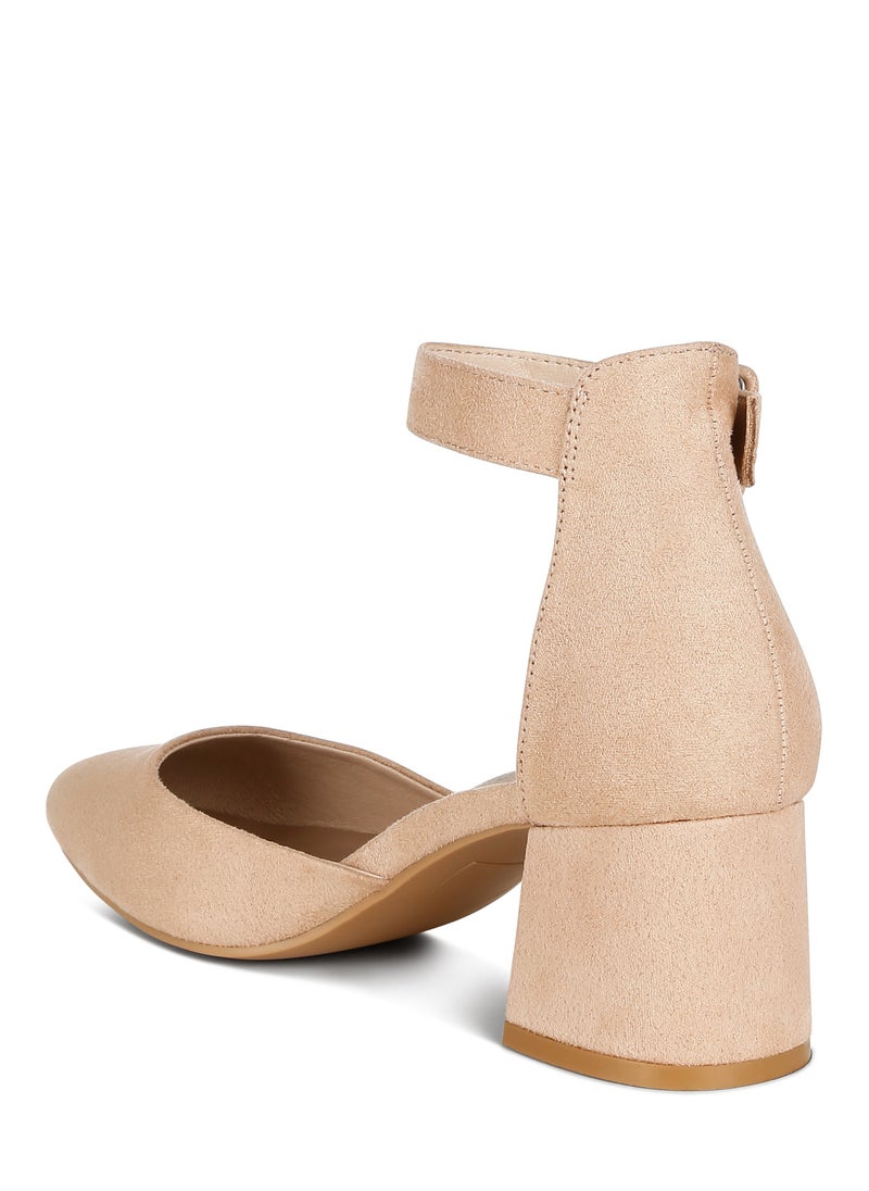 Mid Heeled Casual Sandals in Beige