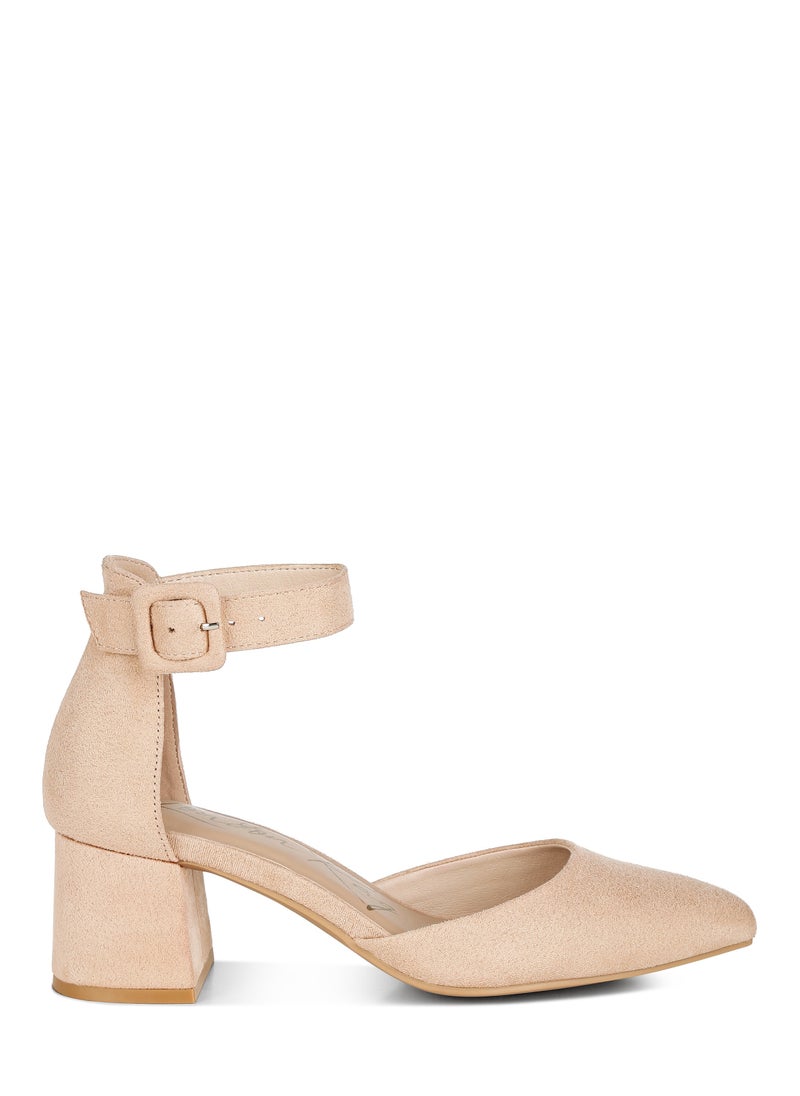 Mid Heeled Casual Sandals in Beige