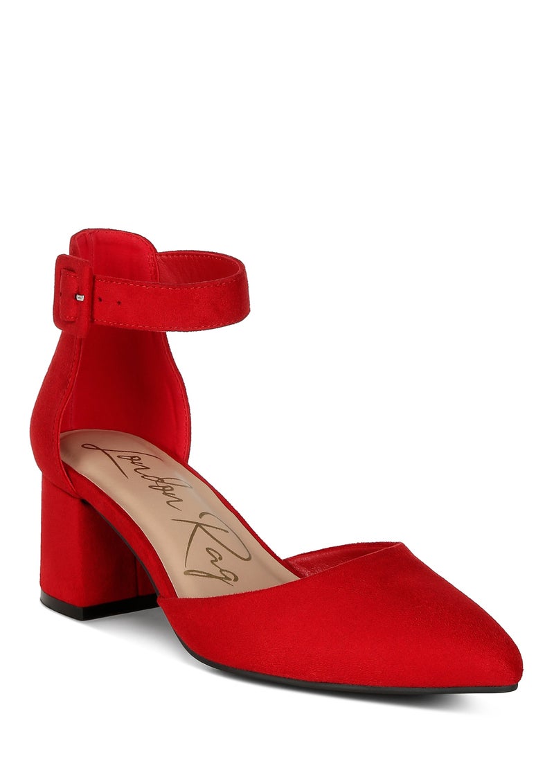 Mid Heeled Casual Sandals in Red