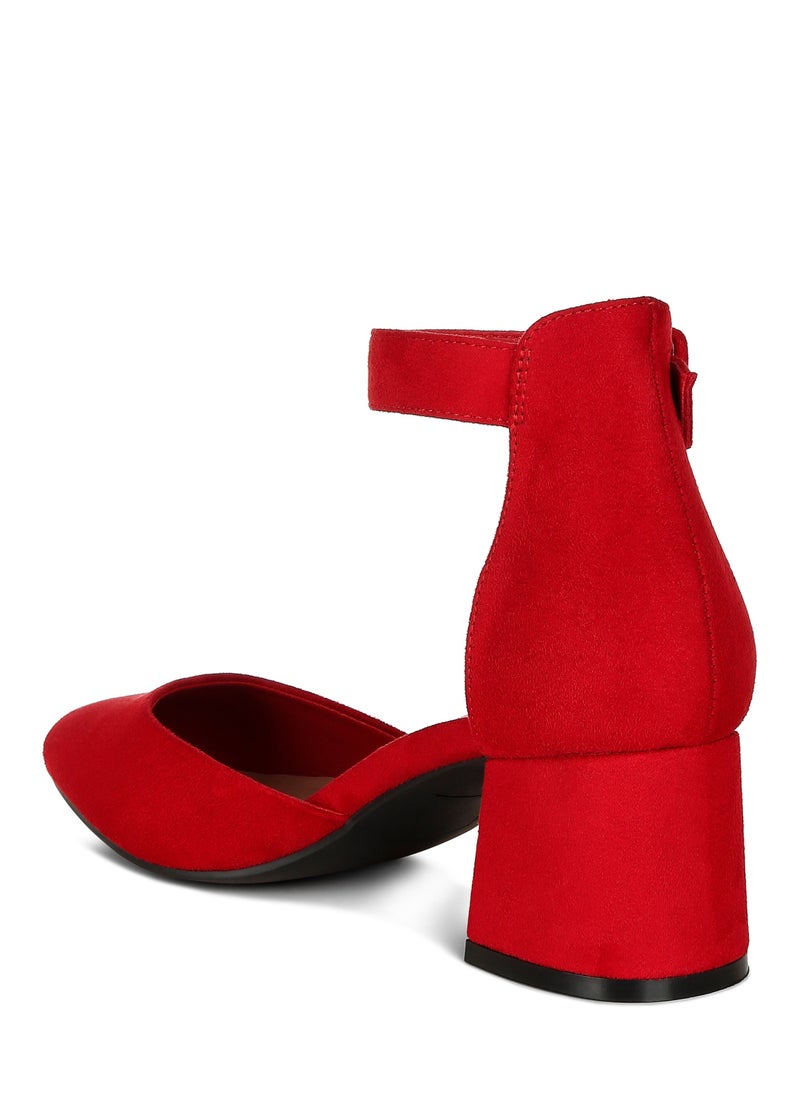 Mid Heeled Casual Sandals in Red