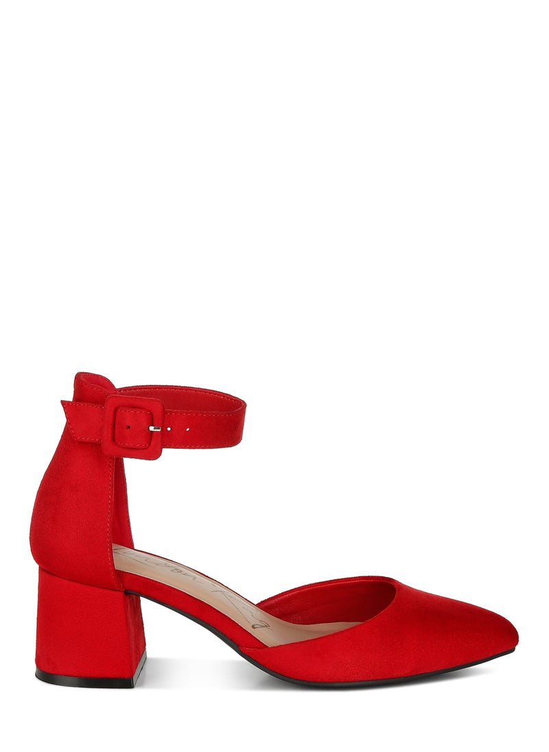 Mid Heeled Casual Sandals in Red