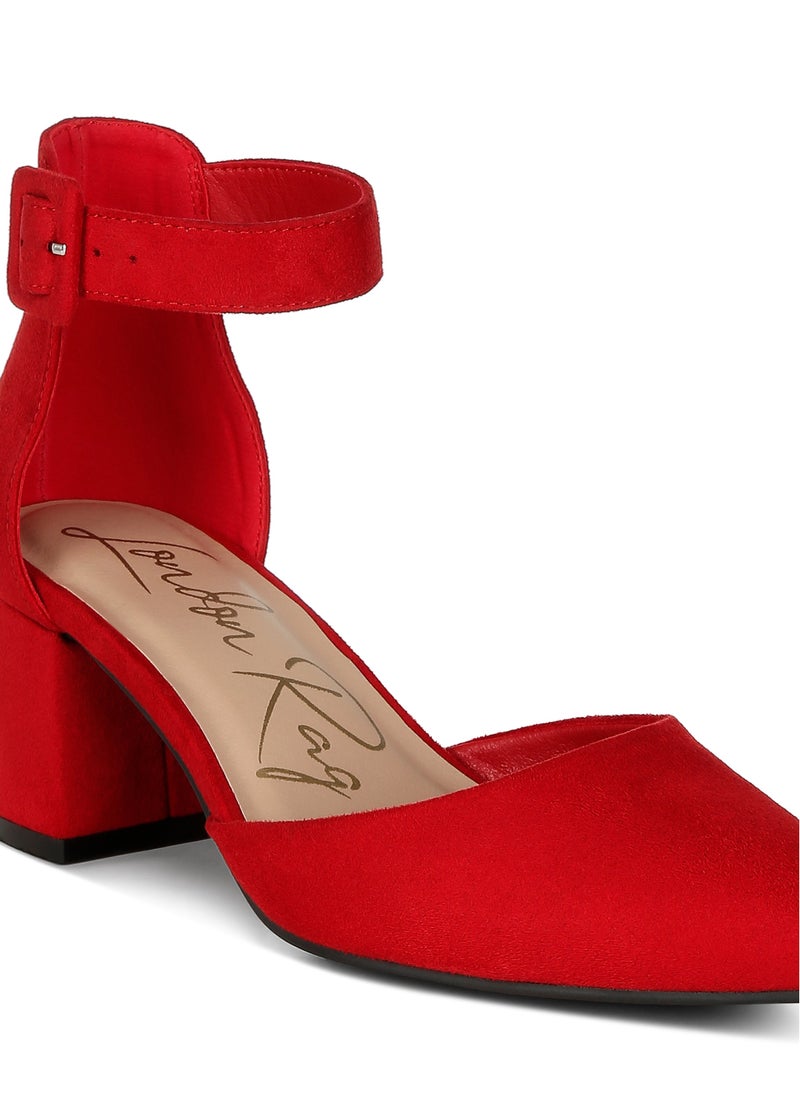 Mid Heeled Casual Sandals in Red