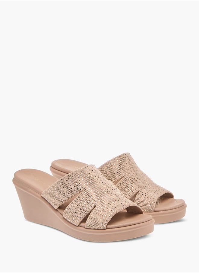 Womens Embellished Slip-On Sandals With Wedge Heels Ramadan Collection