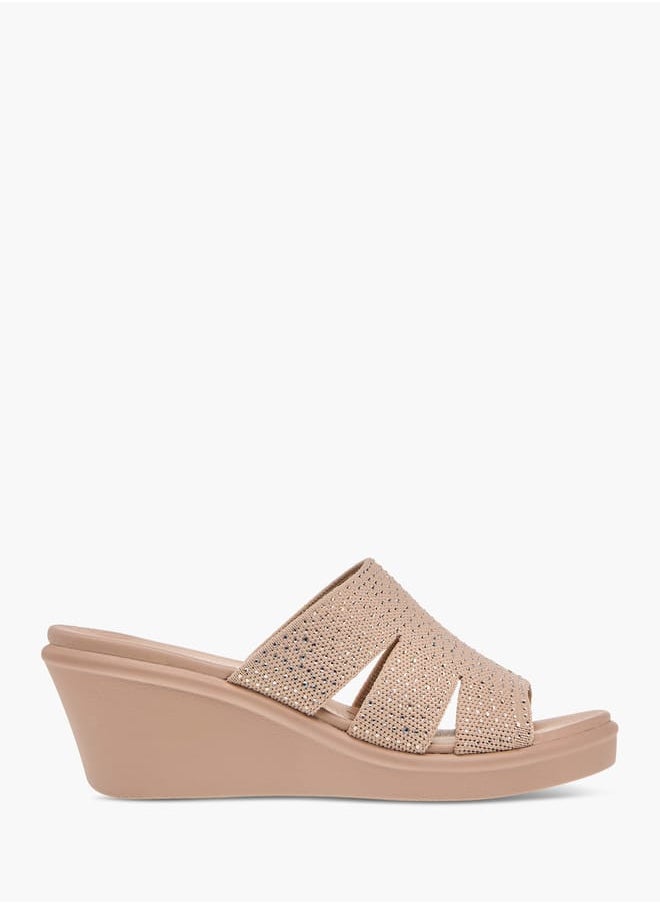 Womens Embellished Slip-On Sandals With Wedge Heels Ramadan Collection