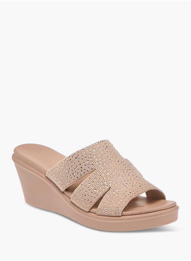 Womens Embellished Slip-On Sandals With Wedge Heels Ramadan Collection