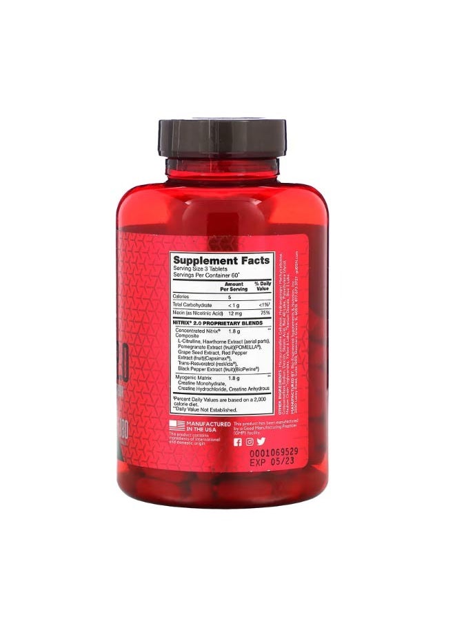 BSN Nitrix 2.0 Concentrated Nitric Oxide Precursor 180 Tablets