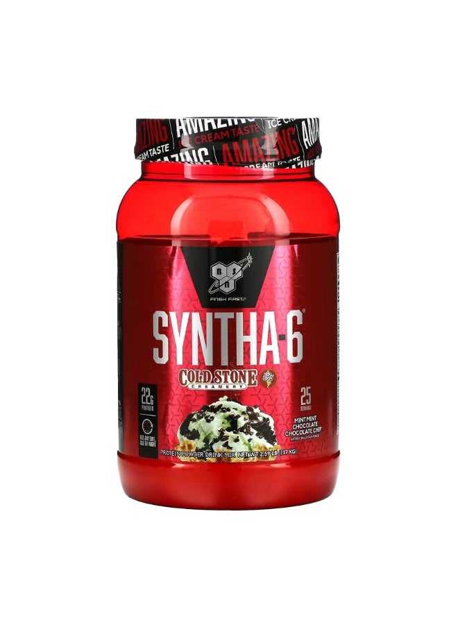 BSN Syntha 6 Cold Stone Creamery Mint Mint Chocolate Chocolate Chip 2.59 lb 1.17 kg