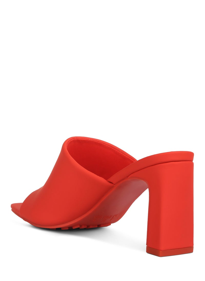 Slip-On Mid Heel Sandals in Orange