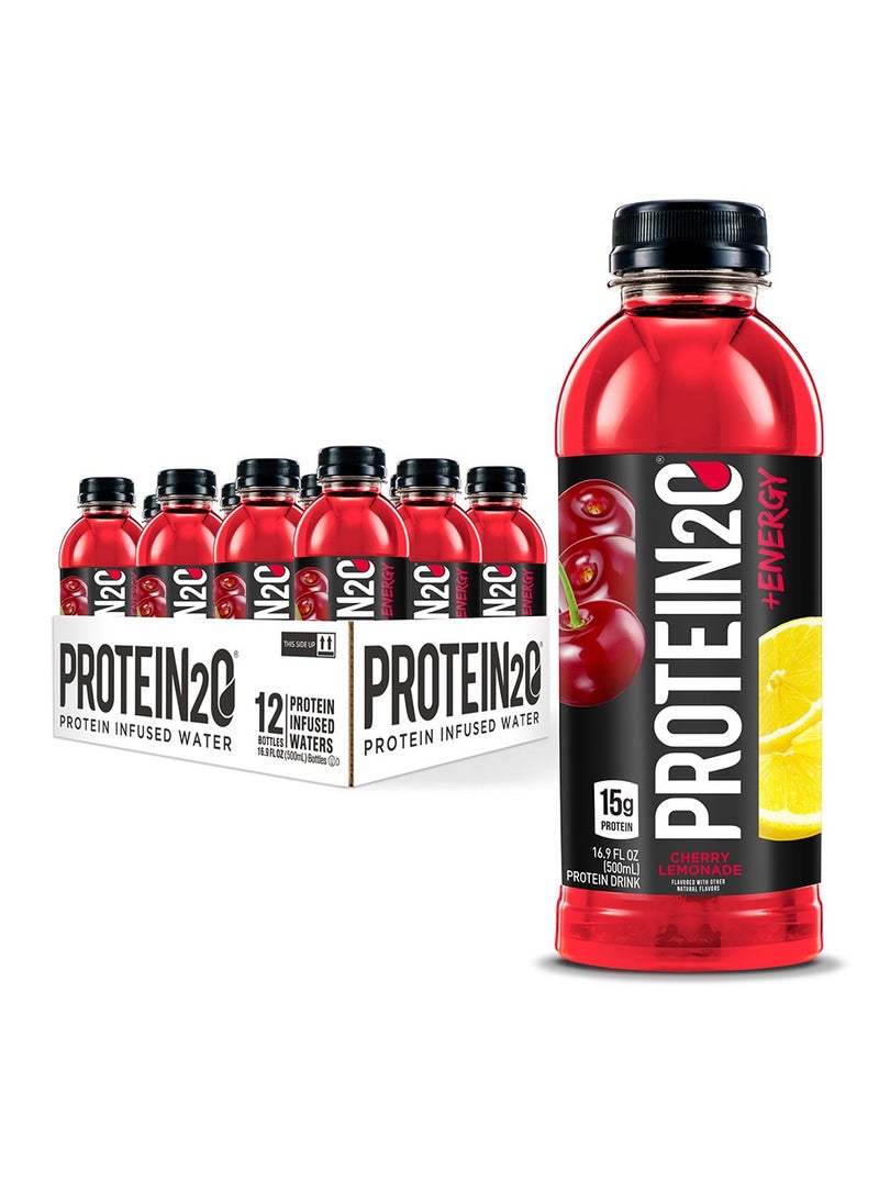 Protein20 Protein Infused Water + Energy 500ml Cherry Lemonade Flavor Pack of 12