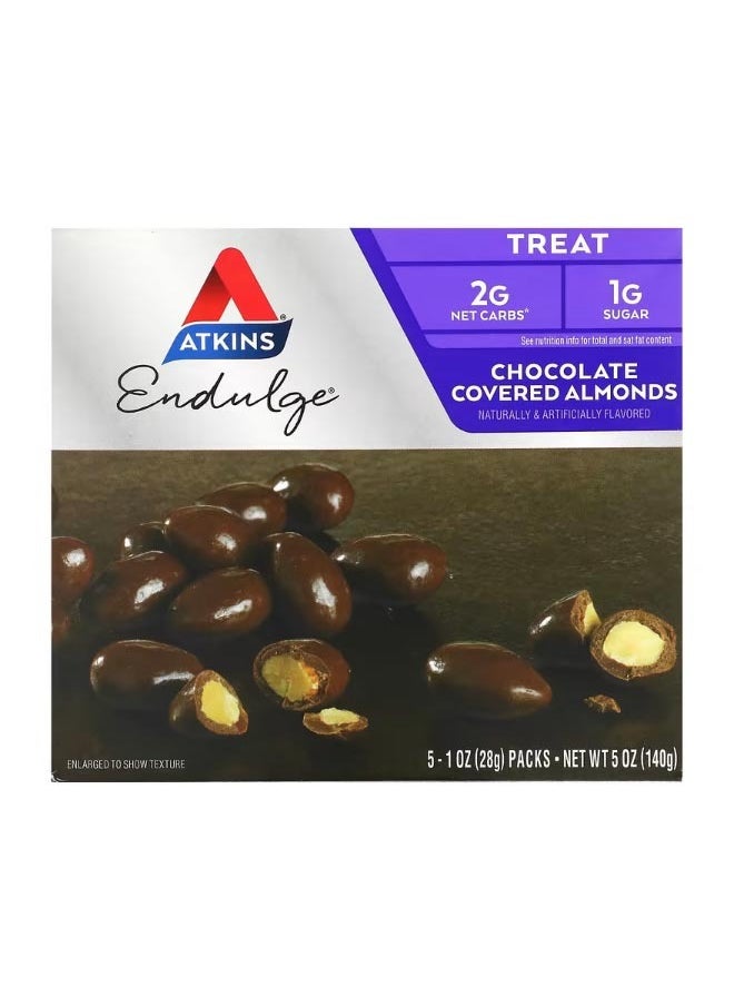 Endulge Chocolate Covered Almonds 5 Packs 1 oz 28 g Each