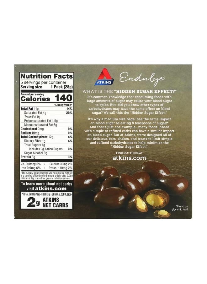 Endulge Chocolate Covered Almonds 5 Packs 1 oz 28 g Each