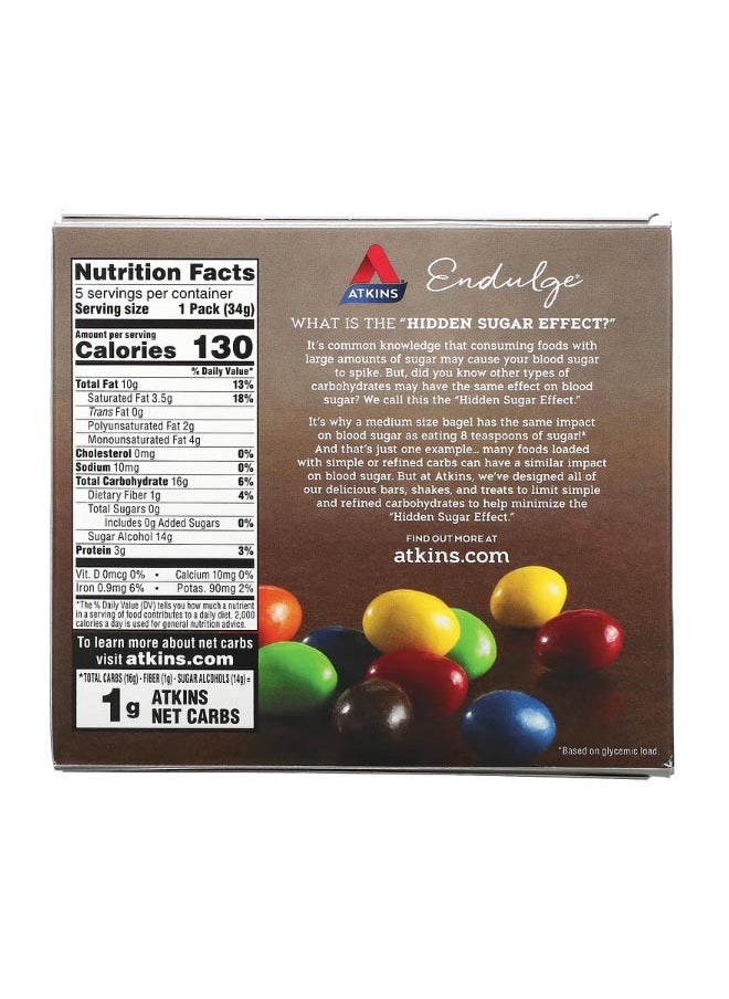 Endulge Chocolate Peanut Candies 5 Packs 1.2 oz 34 g Each