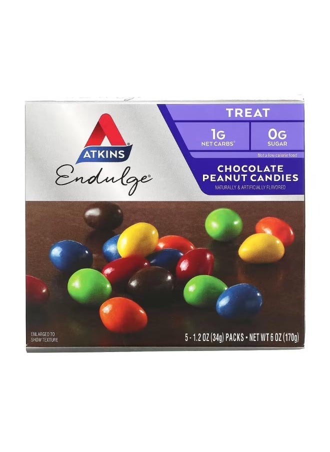 Endulge Chocolate Peanut Candies 5 Packs 1.2 oz 34 g Each