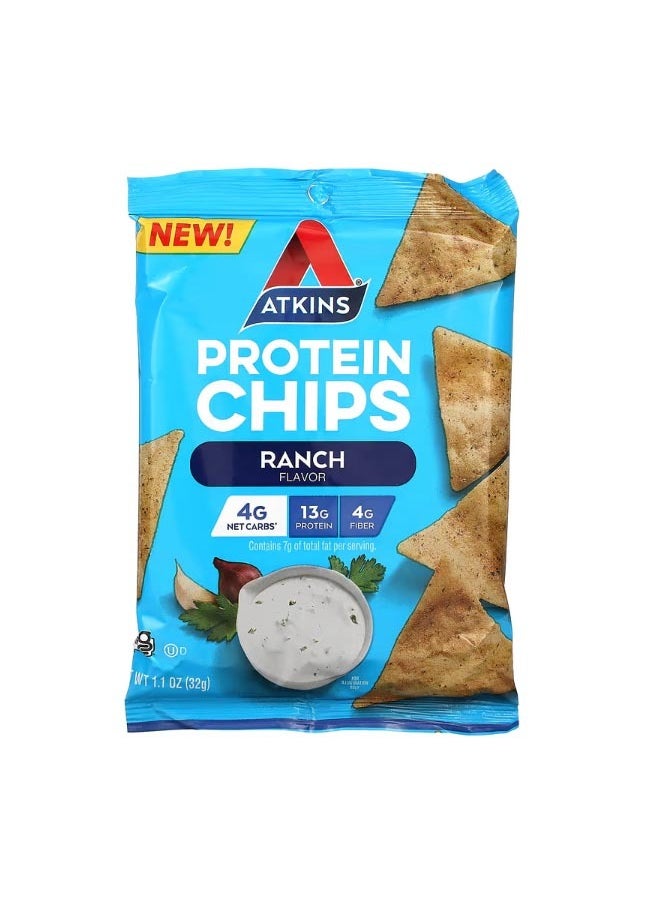 Protein Chips Ranch 8 Bags 1.1 oz 32 g Each