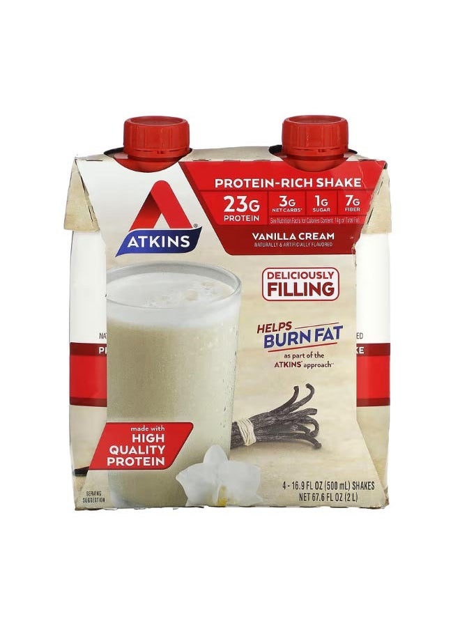 Protein Rich Shake Vanilla Cream 4 Shakes 16.9 fl oz 500 ml Each