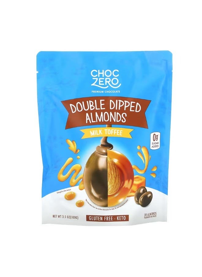 Premium Chocolate Double Dipped Almonds Milk Toffee 3.5 oz 100 g