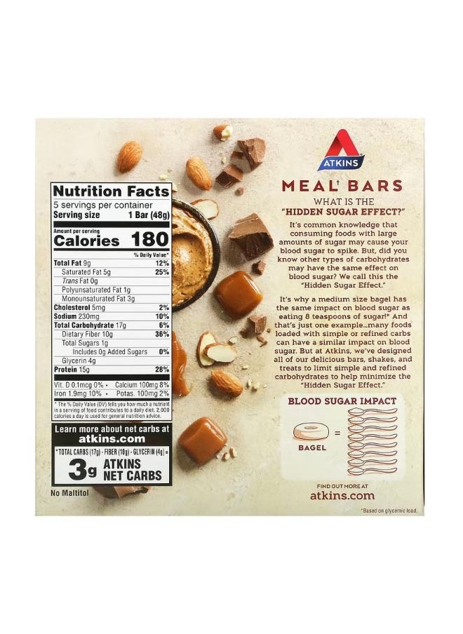 Meal Bar Chocolate Almond Caramel Bar 5 Bars 1.69 oz 48 g Each