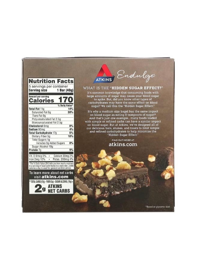 Endulge Nutty Fudge Brownie Bar 5 Bars 1.41 oz 40 g Each