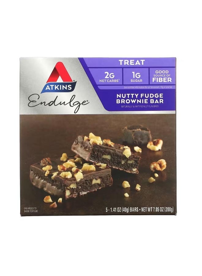 Endulge Nutty Fudge Brownie Bar 5 Bars 1.41 oz 40 g Each