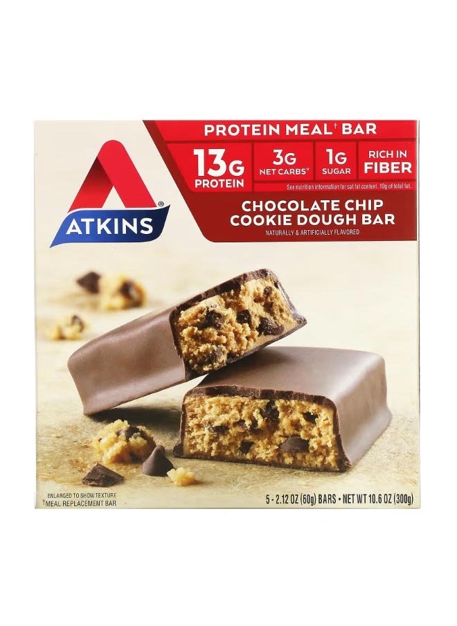 Protein Meal Bar Chocolate Chip Cookie Dough Bar 5 Bars 2.12 oz 60 g Each