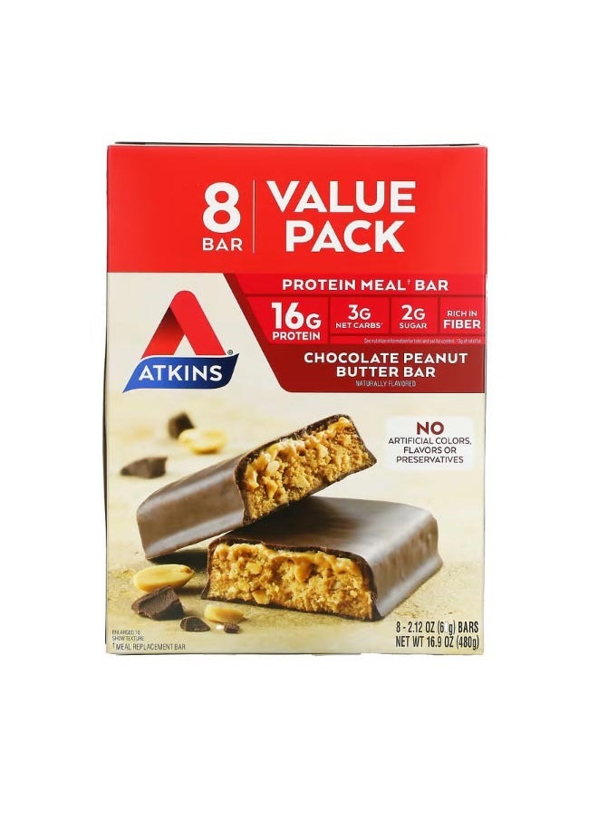 Protein Meal Bar Chocolate Peanut Butter 8 Bars 2.12 oz 60 g