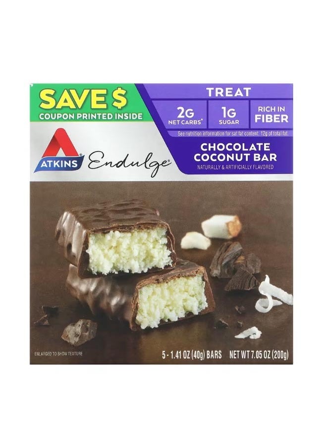 Endulge Chocolate Coconut Bar 5 Bars 1.41 oz 40 g Each