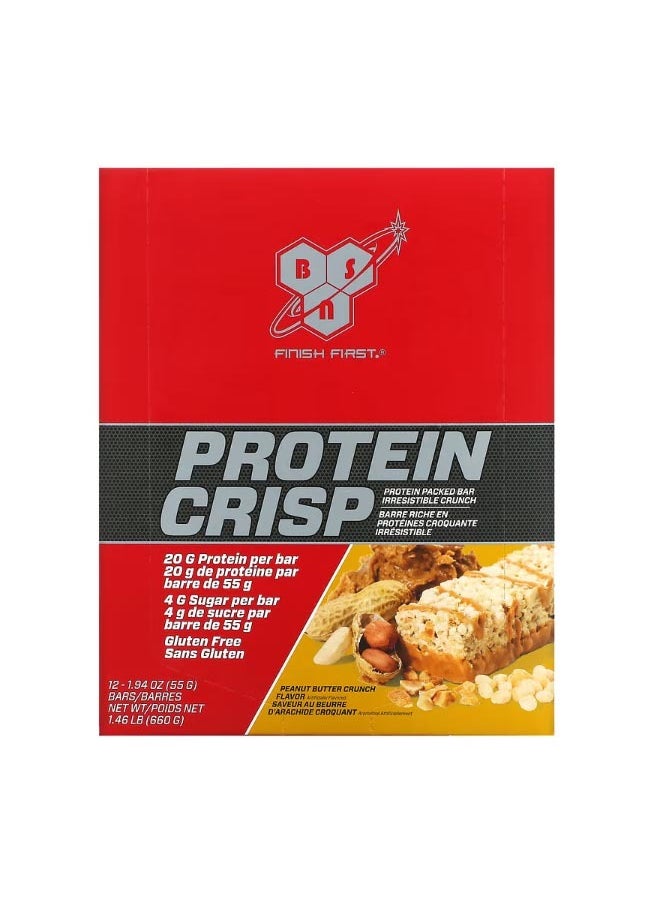 BSN Protein Crisp Peanut Butter Crunch 12 Bars 1.94 oz 55 g Each