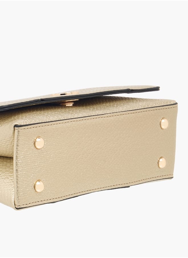 Women Textured Crossbody Bag with Button Closure