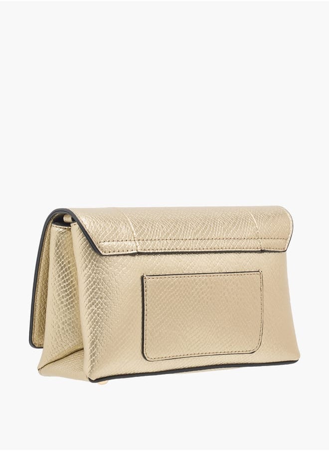 Women Textured Crossbody Bag with Button Closure