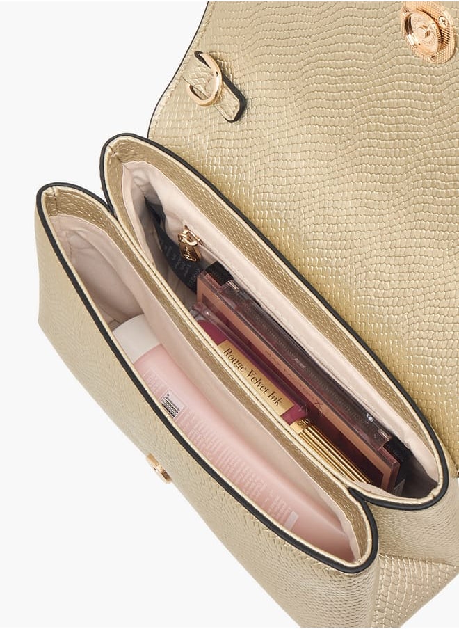 Women Textured Crossbody Bag with Button Closure