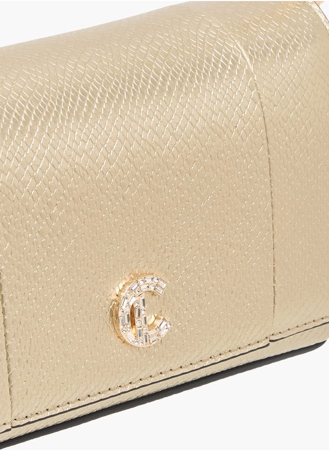 Women Textured Crossbody Bag with Button Closure