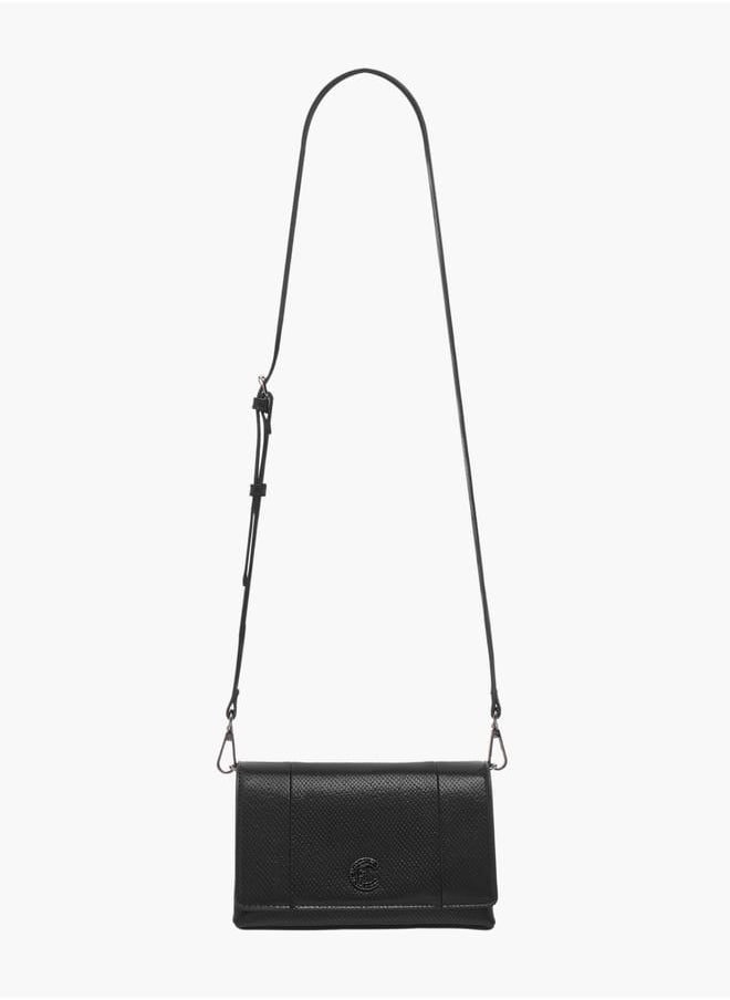 Women Textured Crossbody Bag with Button Closure